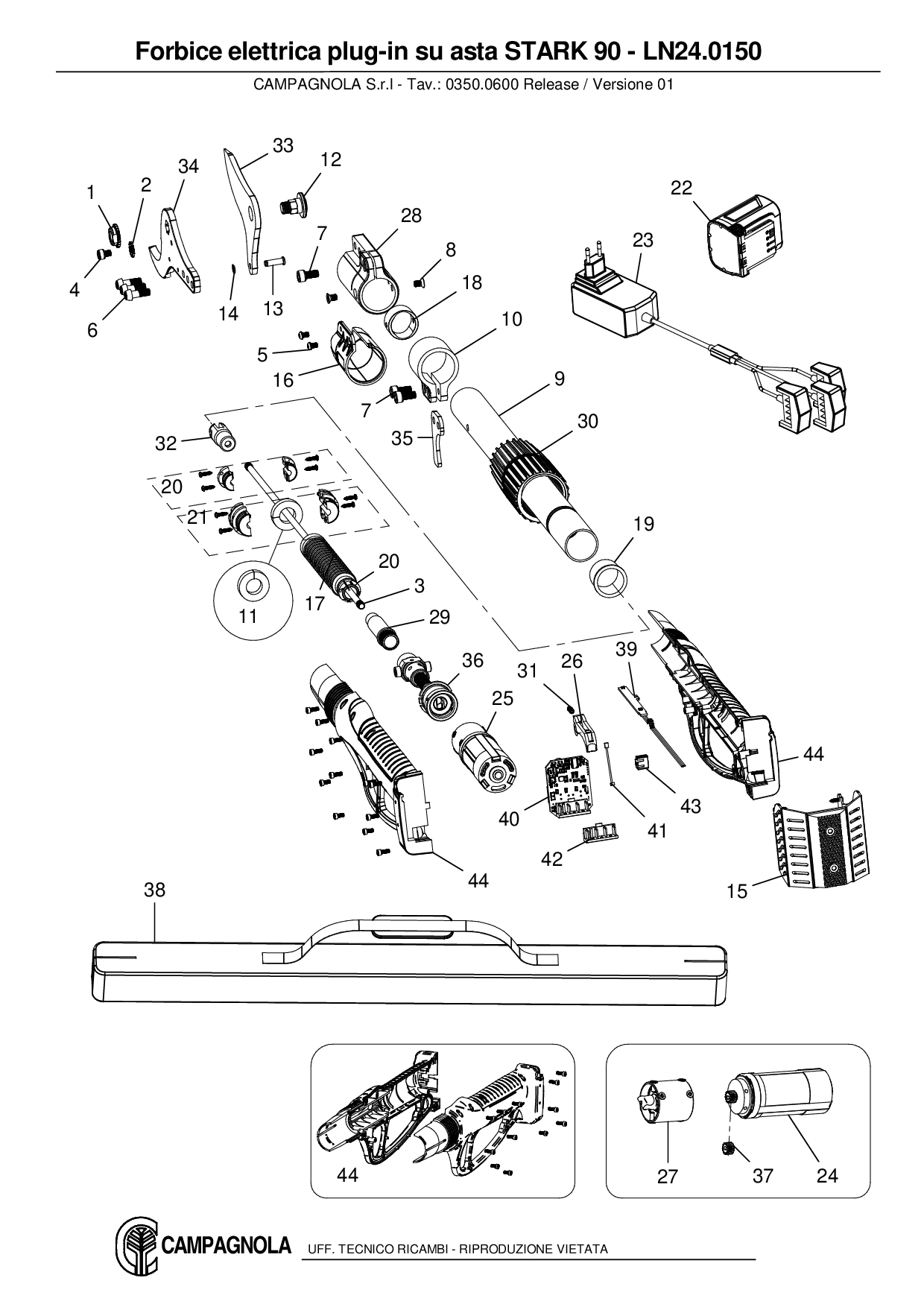 LN24.0150_Forbice elettrica plug-in su asta STARK 90